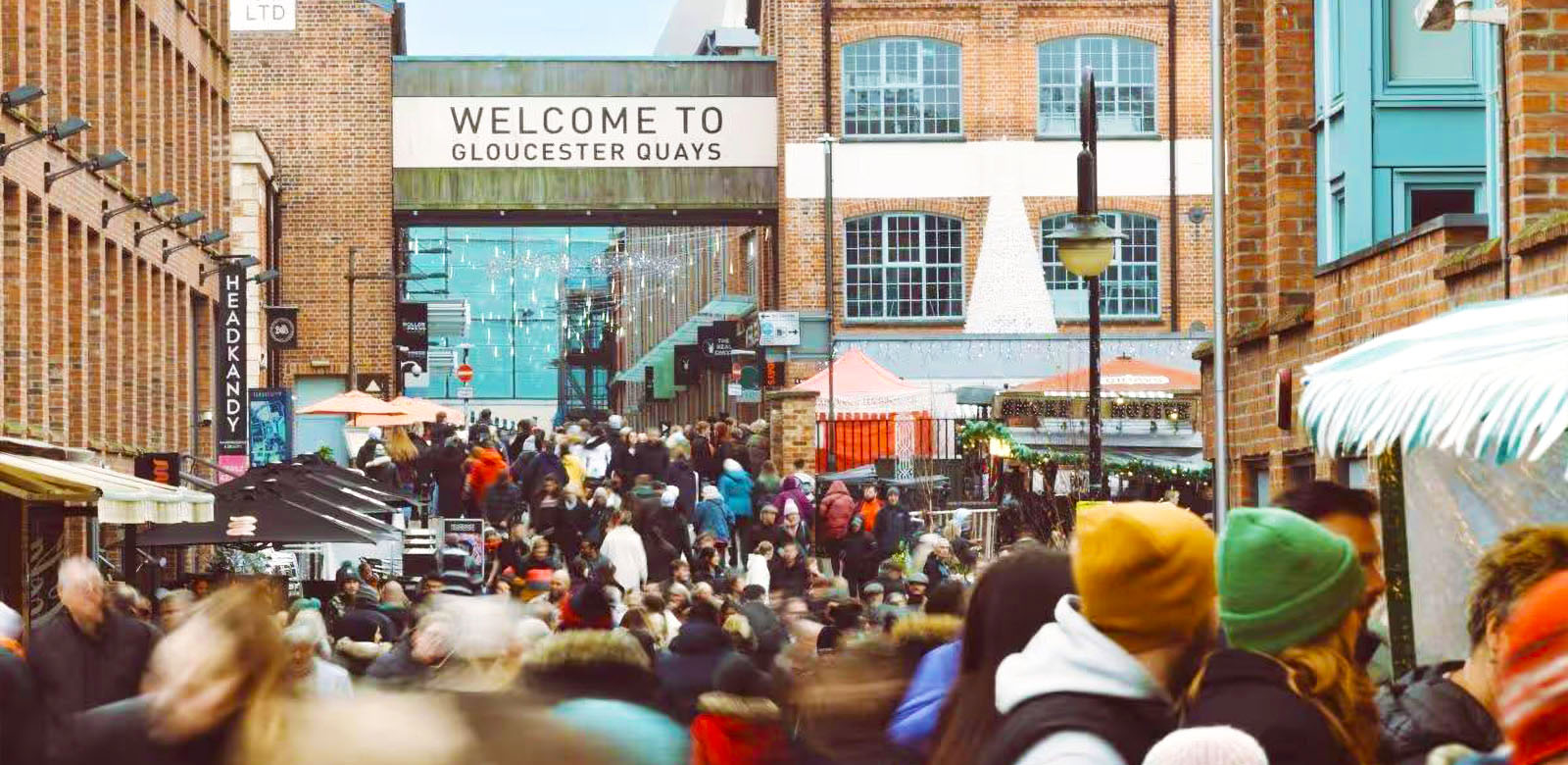 Gloucester Quays busy retail entrance